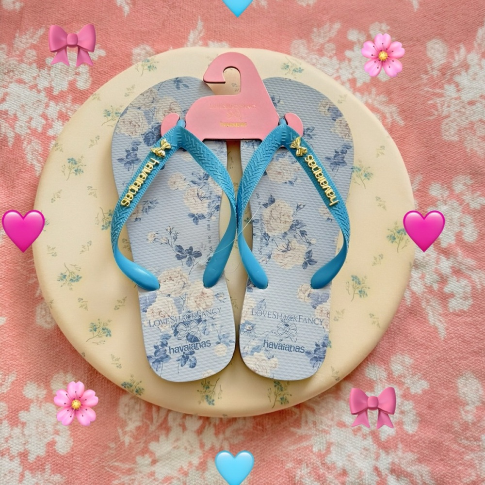 LoveShackFancy X Havaianas Women's Whisper Blue Top Flip Flops Size 7/8